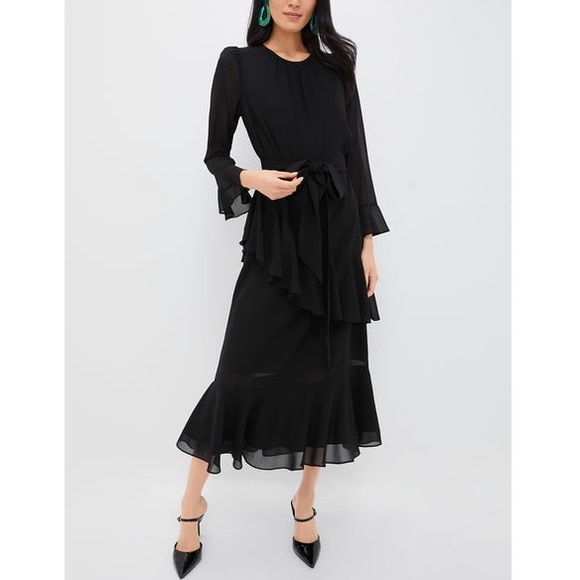 black white store dresses Natassia Midi Dress Black T-Shirt Dress - Color:Rust Orange New Season Prints